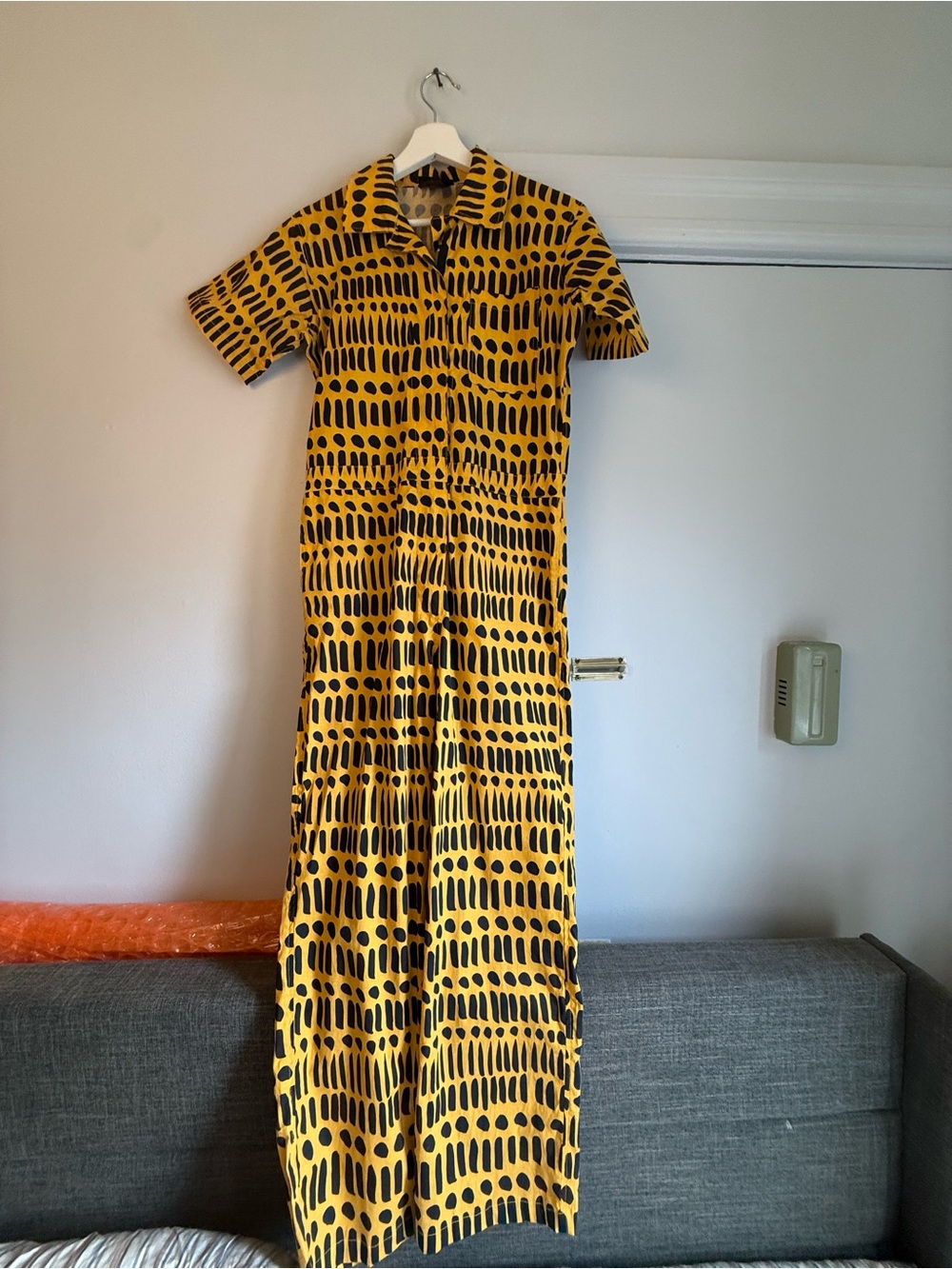 Nooworks Yellow and Black Patterned Jumpsuit